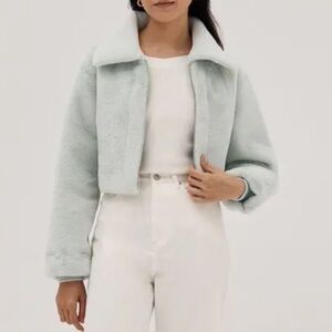 Love Bonito Faux Fur Crop Bomber Jacket